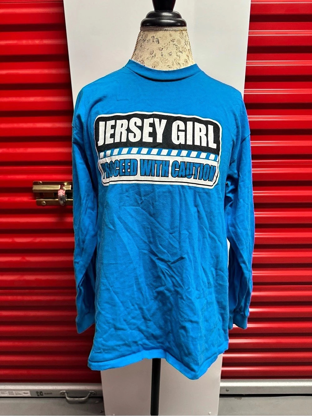 Gildan Ultra Cotton Long Sleeve T-Shirt Jersey Girl Blue Large